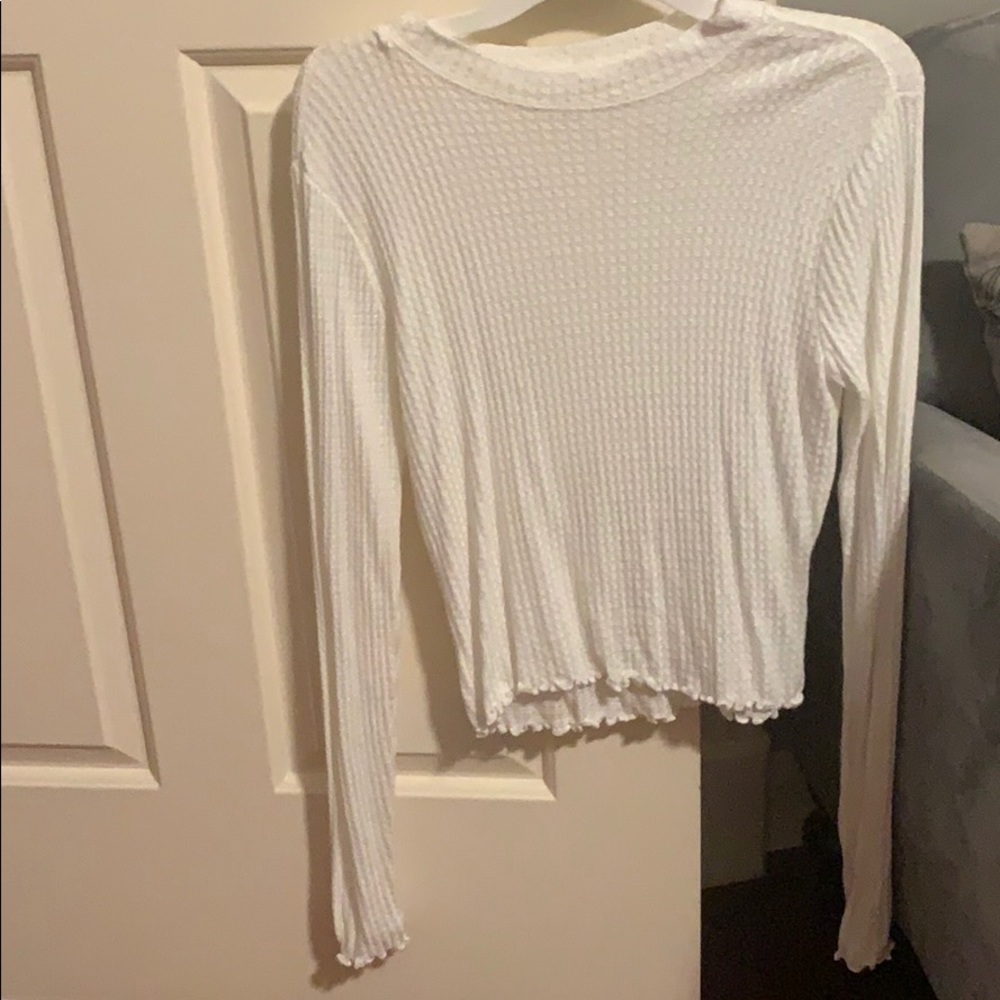Rubbed lettuce form fitting long sleeve shirt